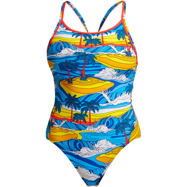 Costume da Bagno Intero FUNKITA ECO DIAMOND BACK BEACH BUM Donna Blu/Arancione 2020 0